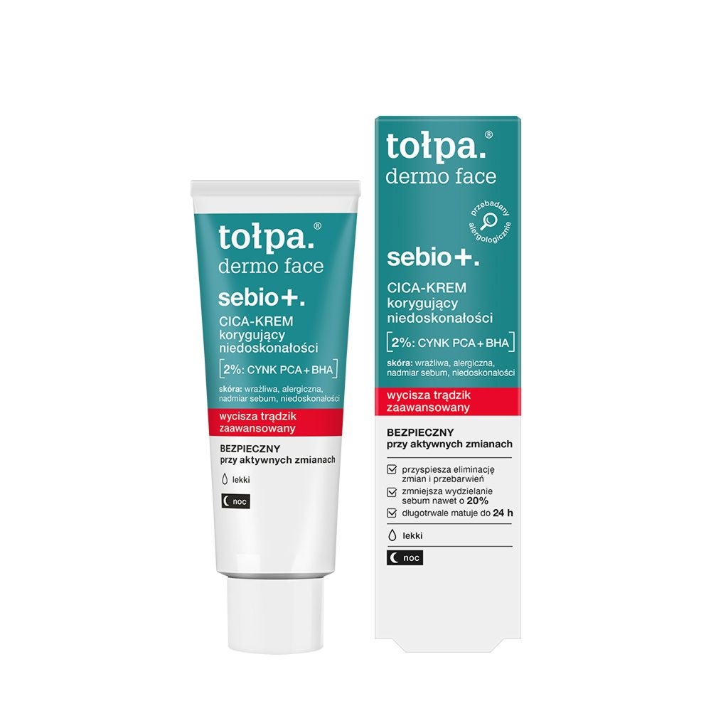 Tołpa. Sebio+. Korygujący niedoskonałości CICA-KREM, LEKKI, NOC, 40 ml