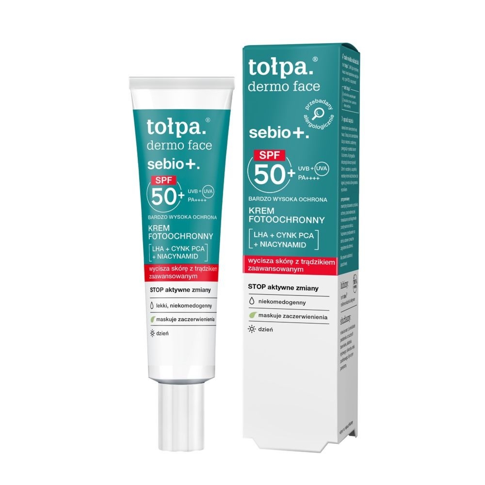 Tołpa. Sebio+. Krem fotoochronny SPF 50, na dzień, 40 ml 