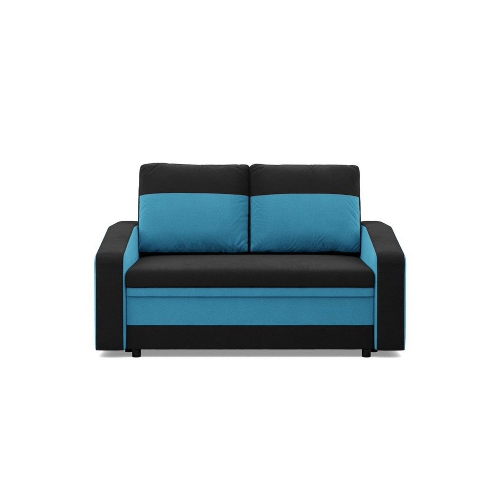 Sofa rozkładana, mikrofaza, AURELO, 148x87x90 cm, czarny, niebieski