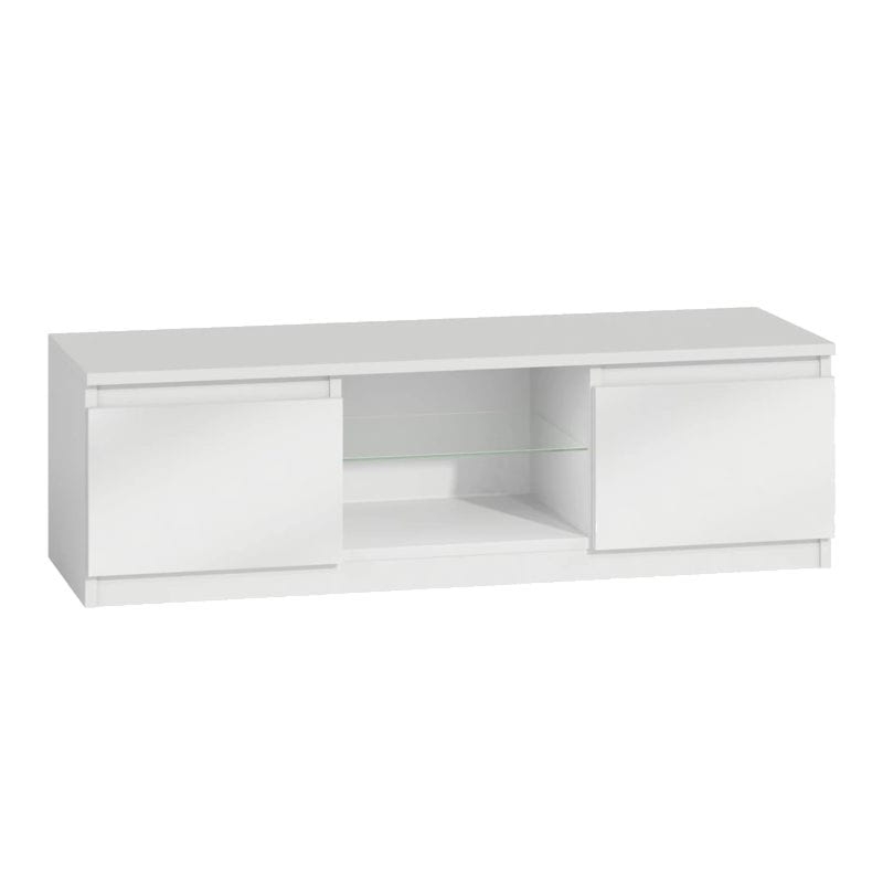 Stolik, szafka RTV, Karo, 140x40x36 cm, biały, połysk