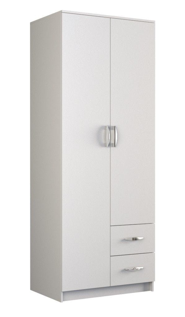 Szafa do sypialni, drzwi, szuflady, romana, 80x52x205 cm, biel, mat