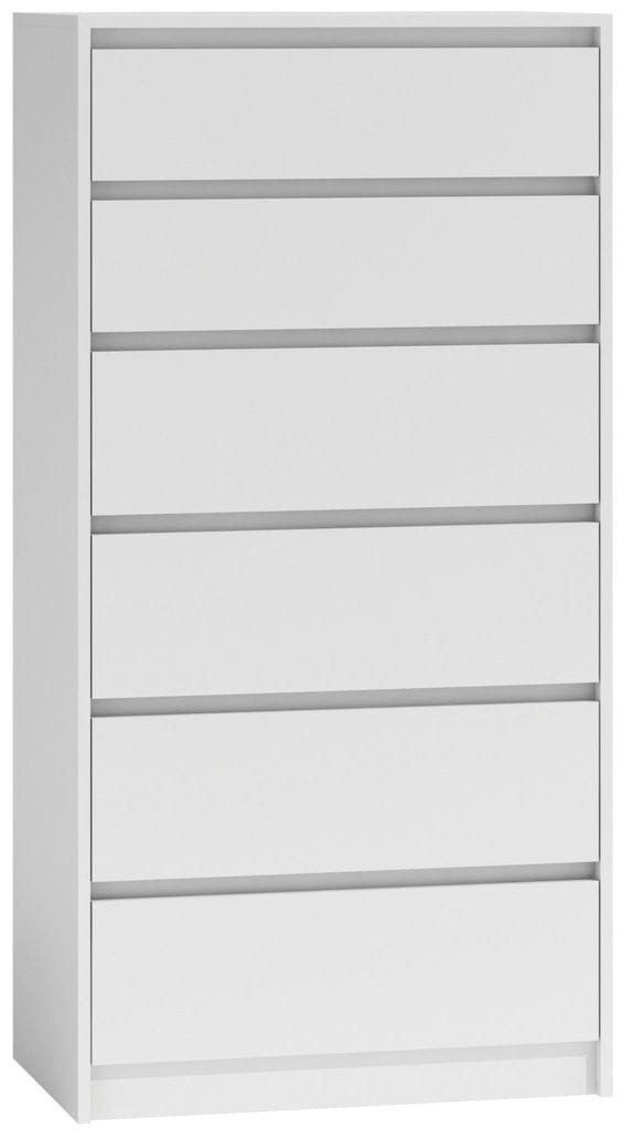 Komoda do sypialni, salonu, K6, 70x43x140 cm, biel, mat