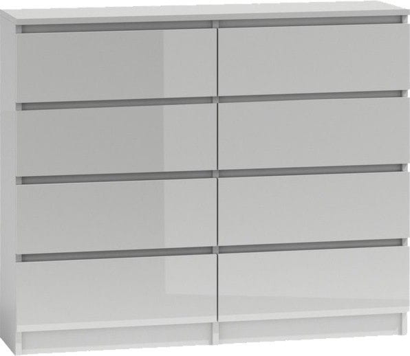 Komoda do sypialni, salonu, M8, 120x40x97 cm, biel, połysk