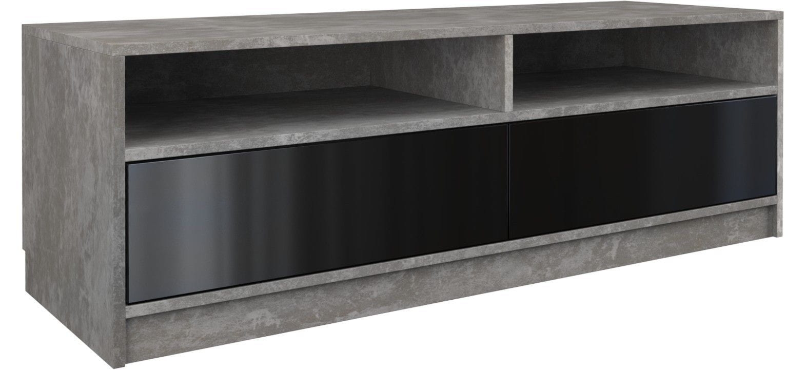 Szafka pod telewizor, stolik rtv, karo, 120x40x45 cm, beton, czerń, połysk