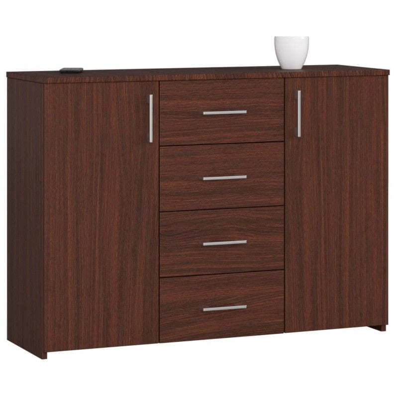 Komoda do sypialni, drzwi, 4 szuflady, LENA, 110x35x80 cm, wenge, mat