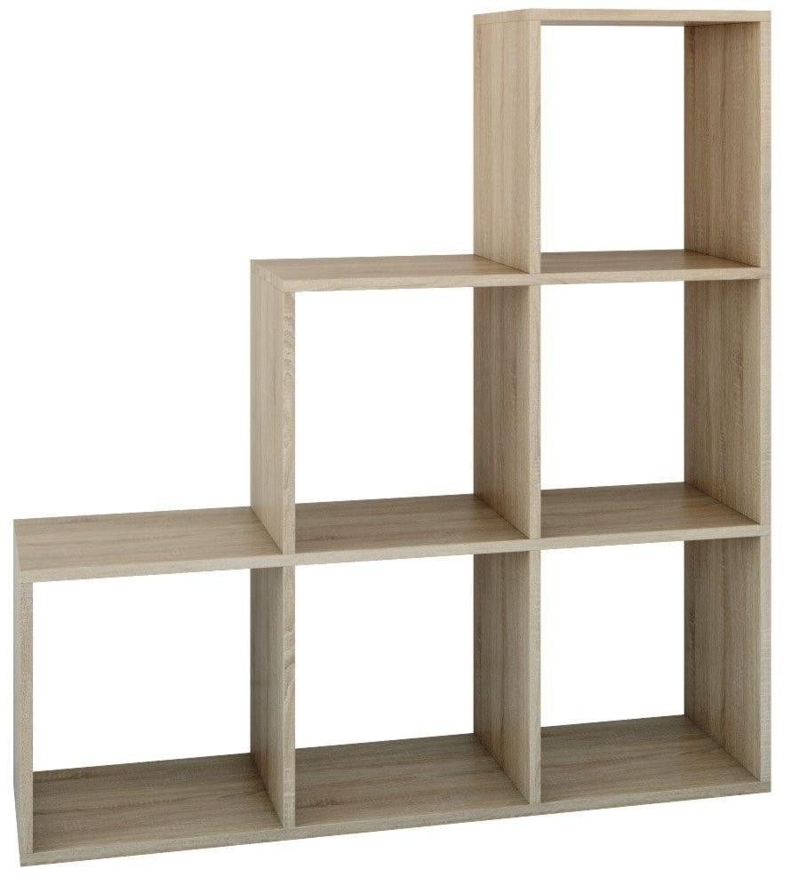 Regał do salonu, pokoju, schodkowy, step, 115x30x115 cm, dąb sonoma