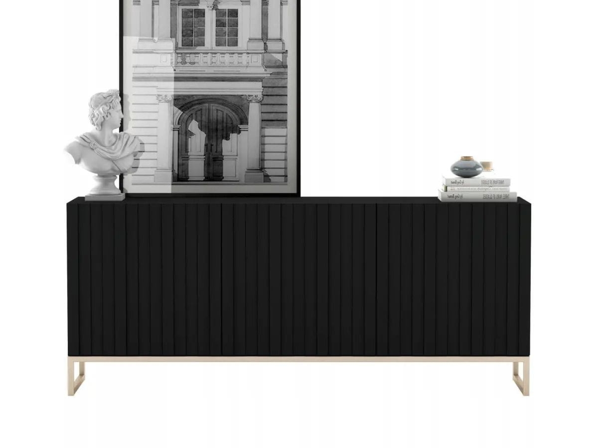 Komoda RTV, szafka stojąca, glamour, GRAVO, 168x37x72 cm, czarny, mat