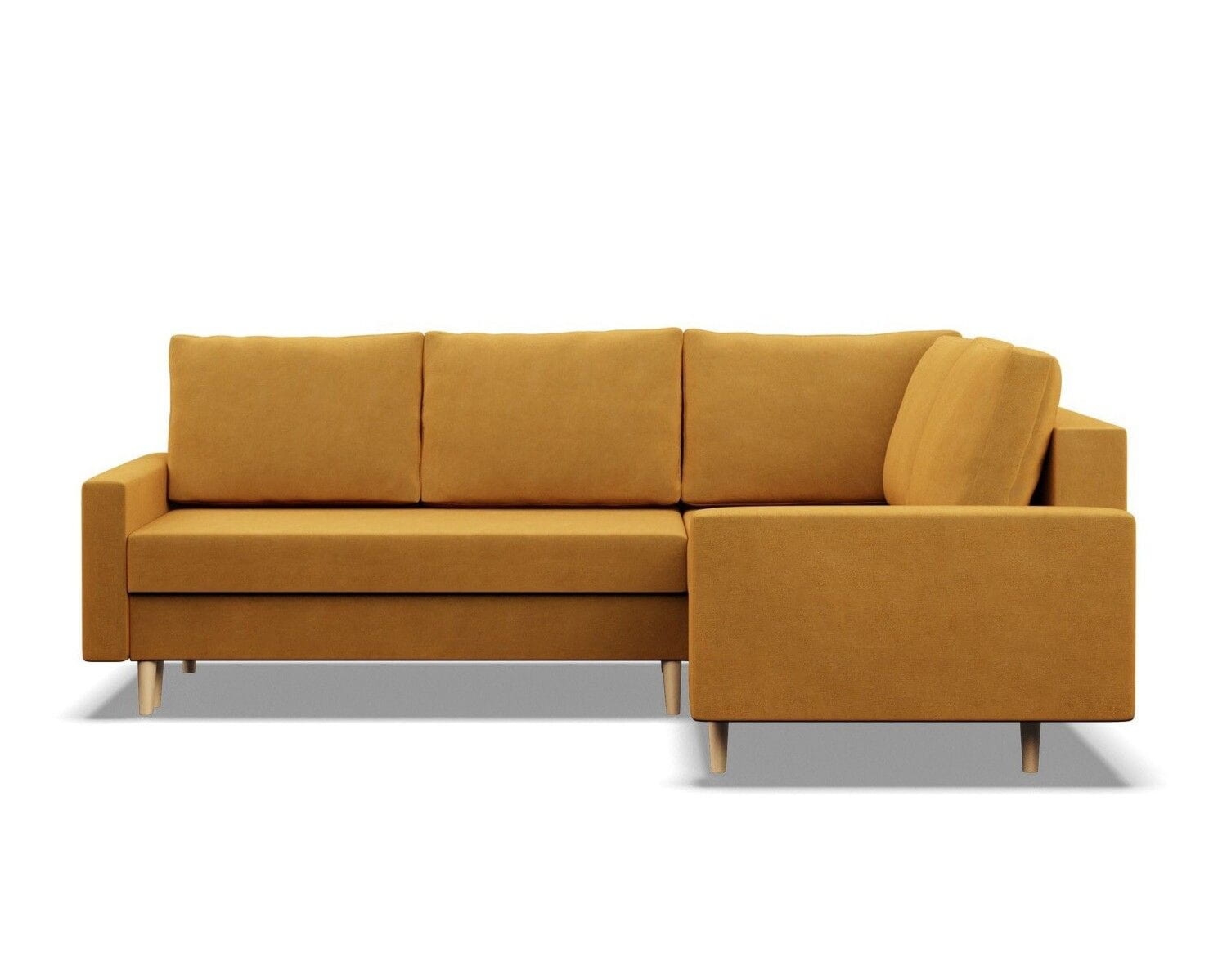 Duży narożnik, prawy, MILO, velvet, 223x172x92 cm, żółty
