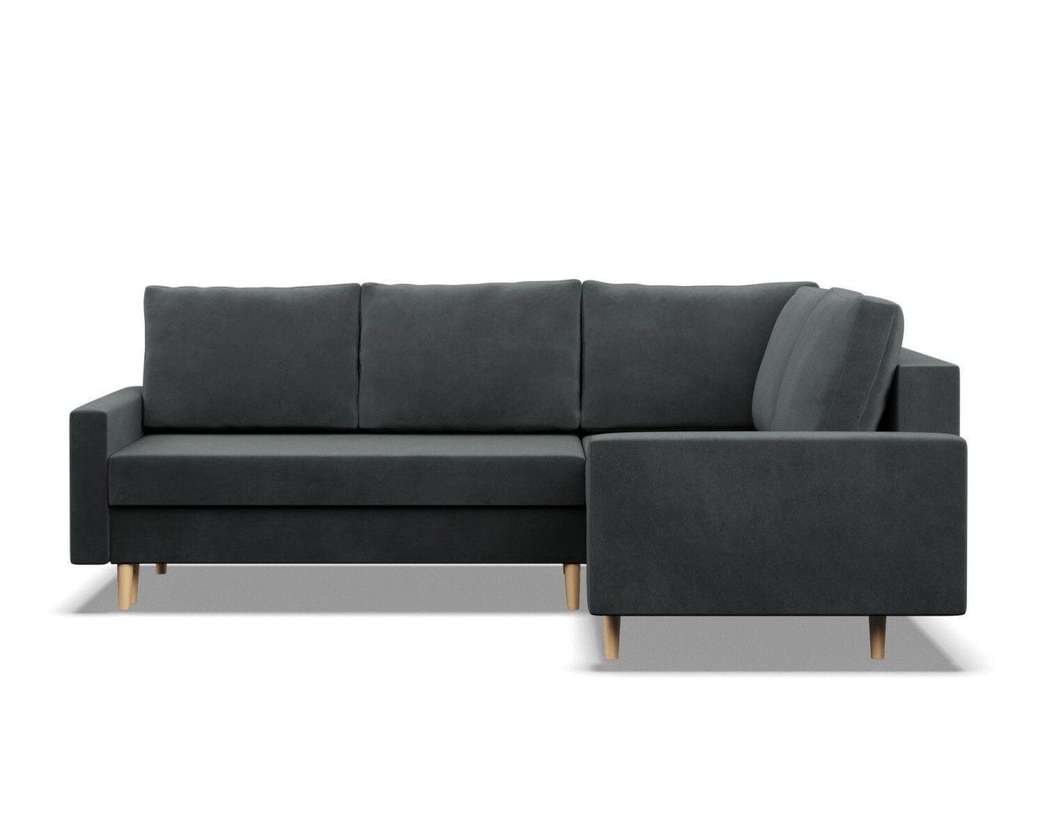 Duży narożnik, prawy, MILO, velvet, 223x172x92 cm, ciemny szary