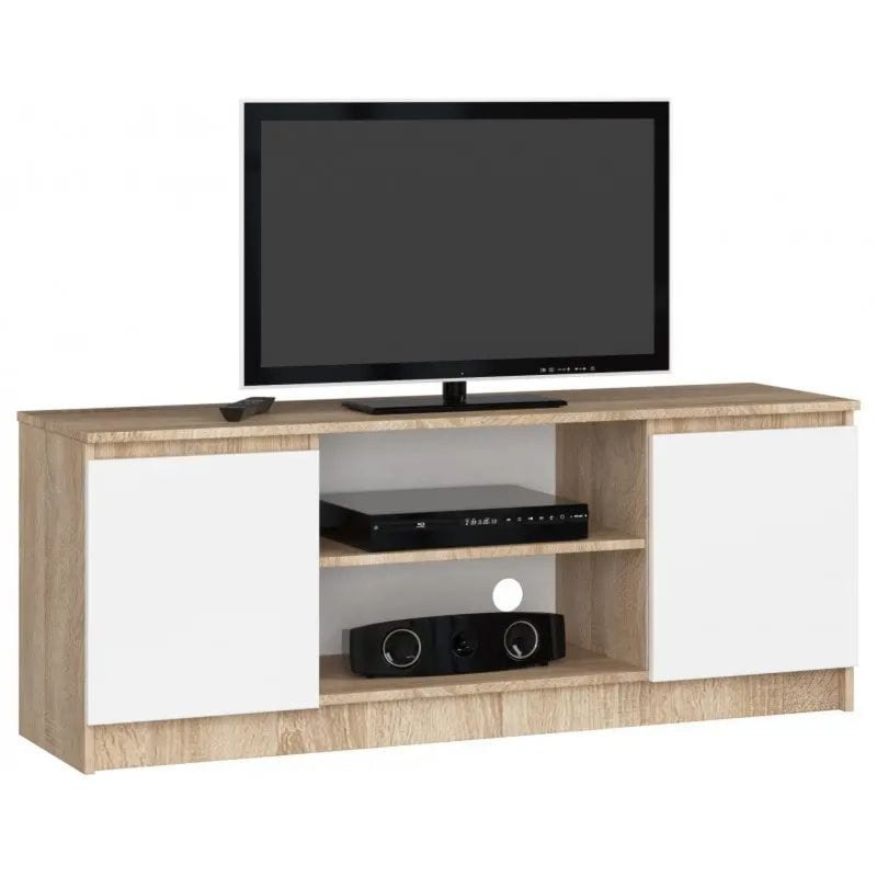Szafka rtv, stolik, NOVA, 140x40x55 cm, dąb sonoma, biel, mat