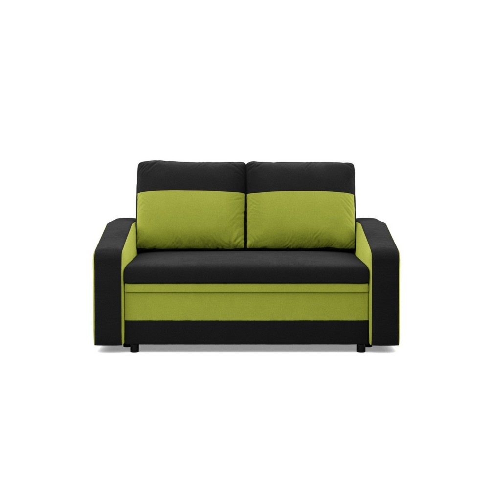 Sofa rozkładana, mikrofaza, AURELO, 148x87x90 cm, czarny, zielony