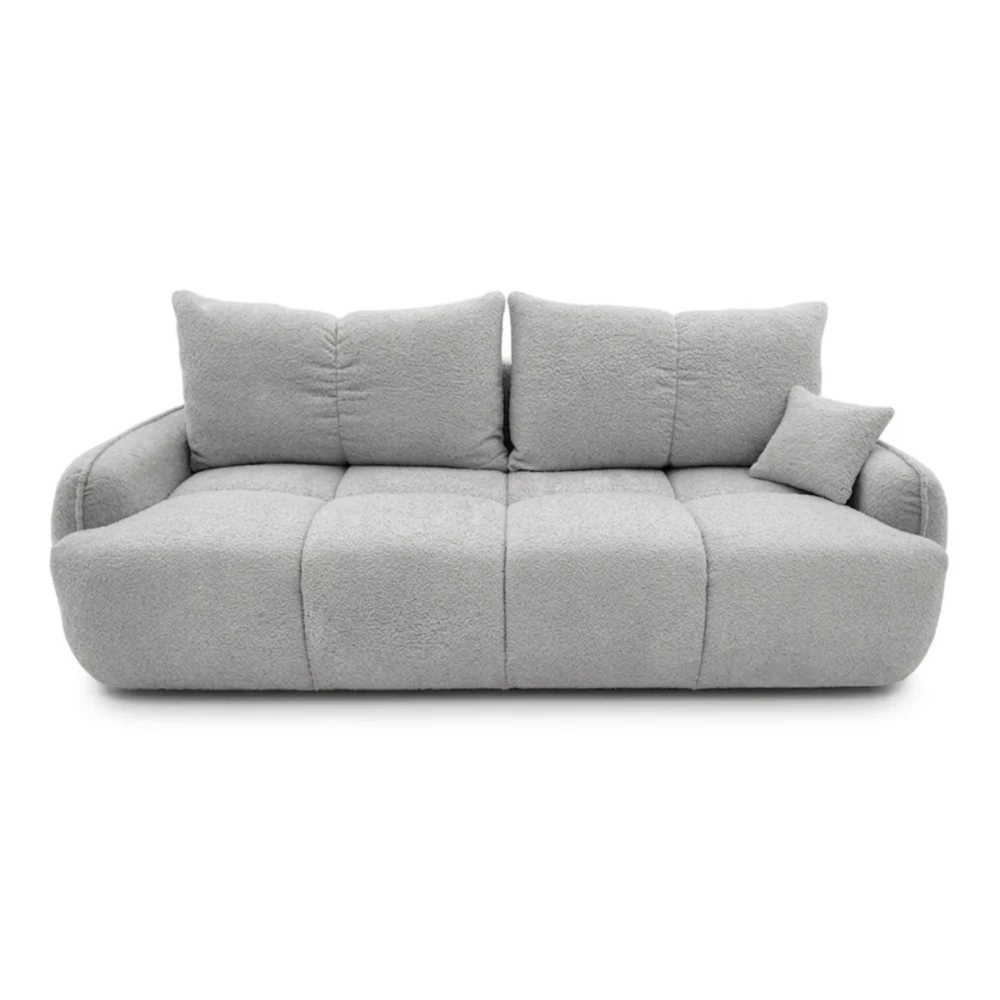 Nowoczesna kanapa, boucle, BRISO, 243x102x93 cm, jasny szary