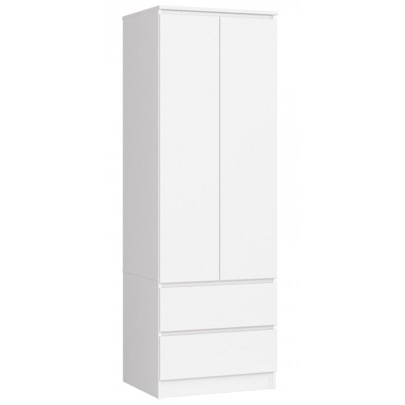Szafa do sypialni, szuflady, DORMI XS, 60x50x180 cm, biel, mat