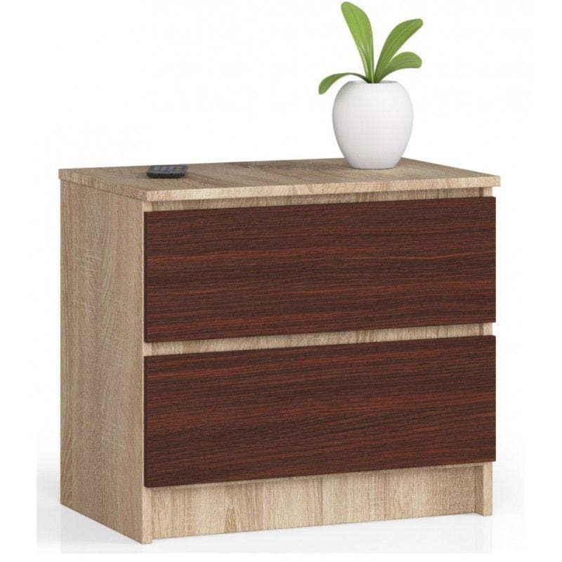 Szafka nocna, 2 szuflady, ALMA, 60x40x55 cm, dąb sonoma, wenge, mat