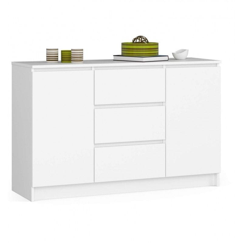 Komoda do sypialni, 3 szuflady, PLENO, 120x40x77 cm, biel, mat