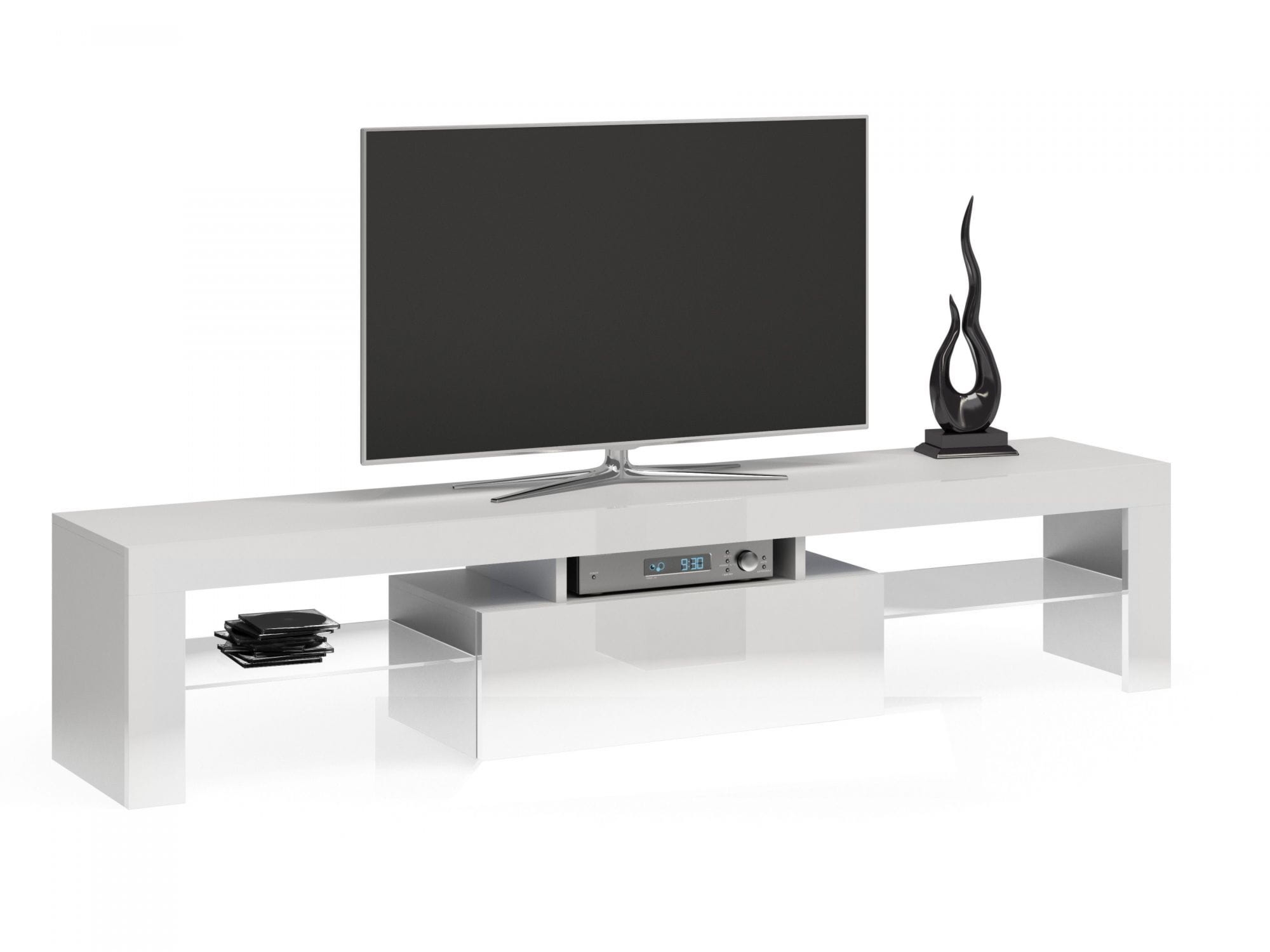 Szafka pod telewizor, stolik rtv, deko, 160x40x45 cm, biel, połysk