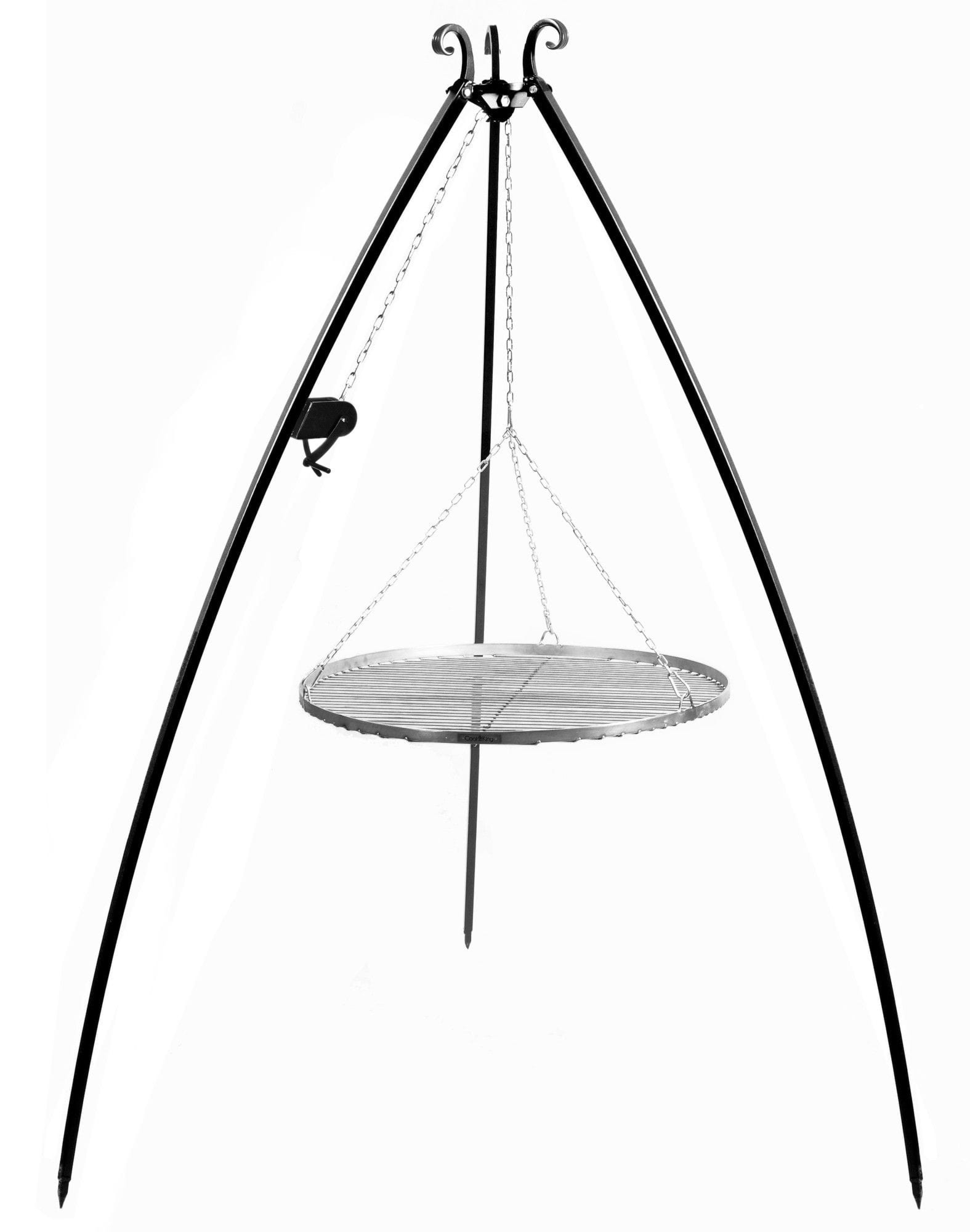 Grill na trójnogu z kołowrotkiem 200 cm, LARGO, ruszt stal nierdzewna, 50 cm