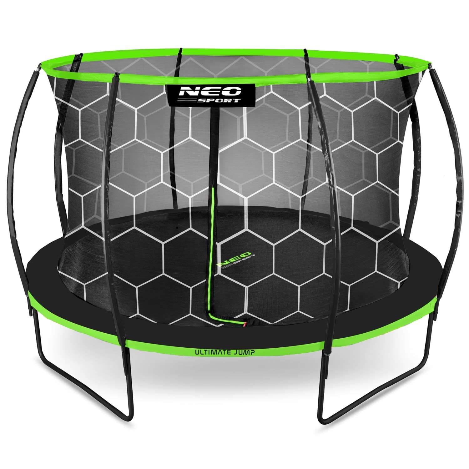 Trampolina ogrodowa z siatką wewnętrzną, 312 cm, czarny, zielony