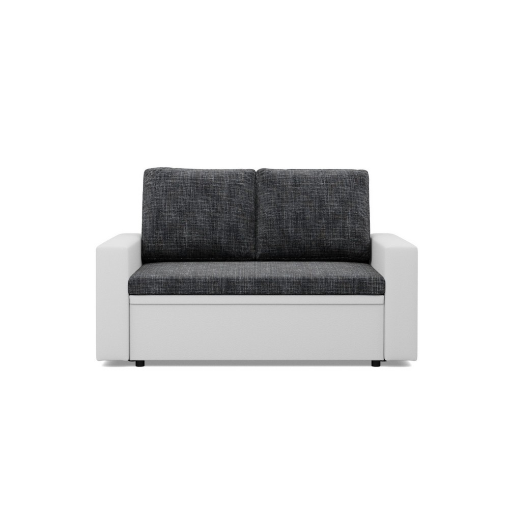 Rozkładana sofa, CAPERO, ekoskóra, plecionka, 148x87x90 cm, biały, ciemny szary