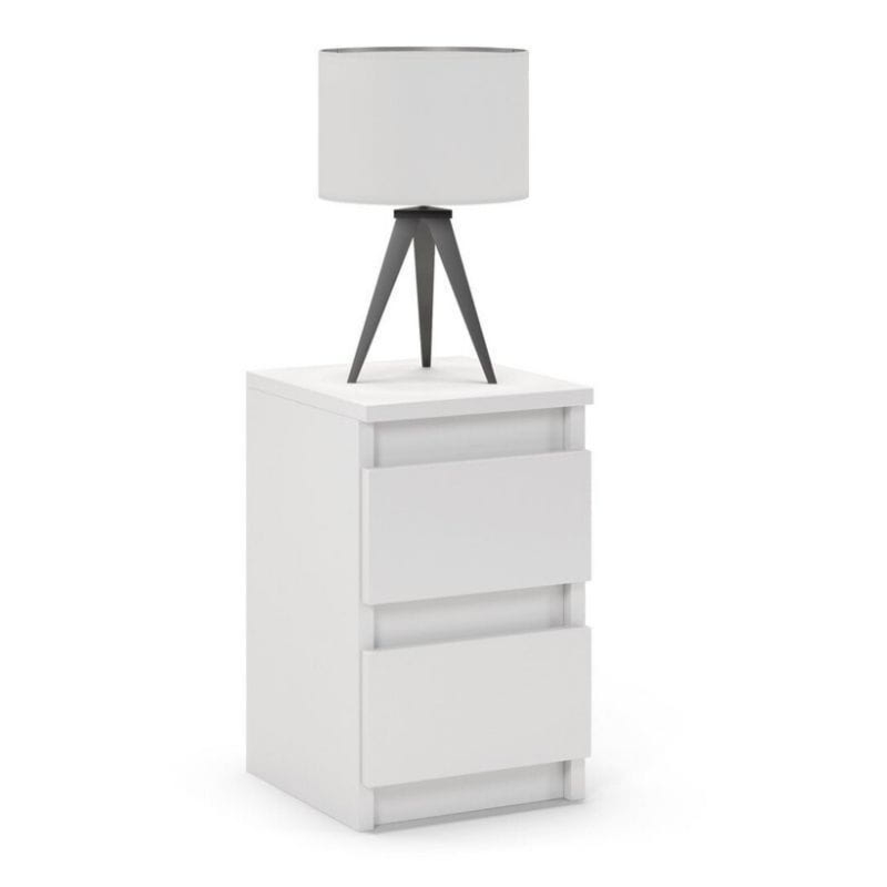Stolik nocny, 2 szuflady, FORTIS, 30x30x45 cm, biel, mat