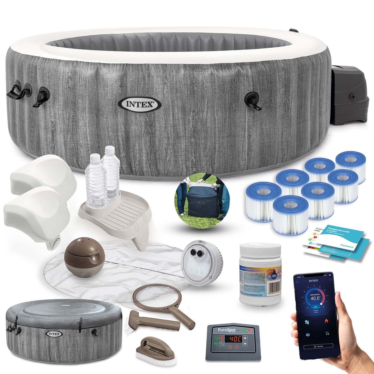 Dmuchane SPA Jacuzzi, 6 os. + akcesoria, Intex, 216x71 cm