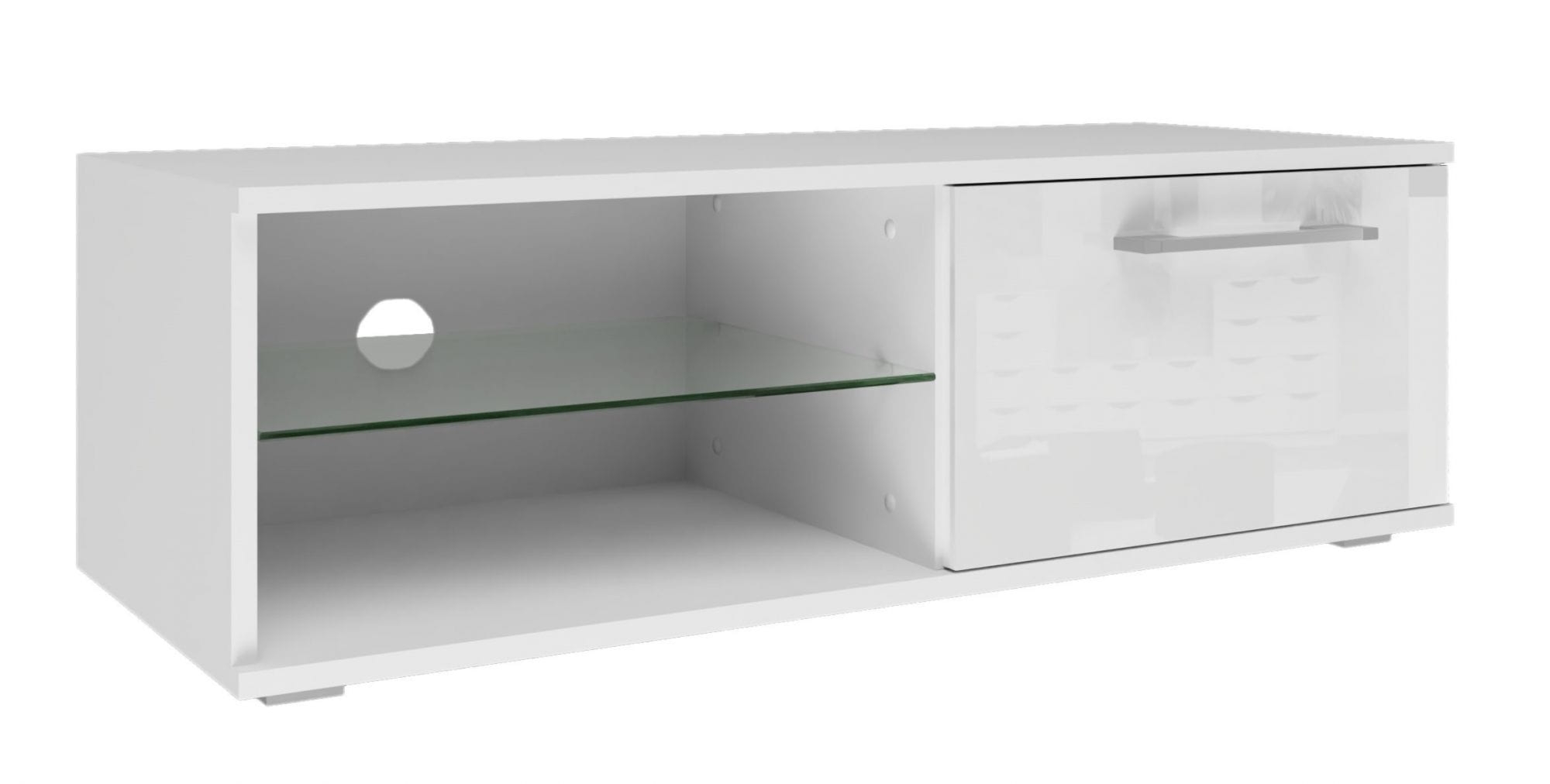 Stolik pod telewizor, szafka rtv, sandy, 100x40x36 cm, biel, połysk