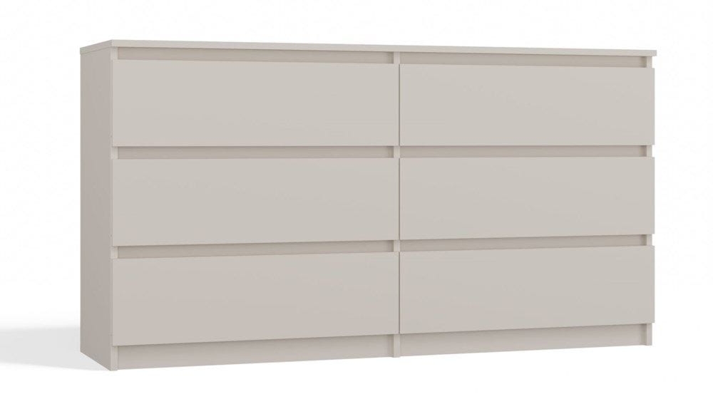 Nowoczesna komoda, 6 szuflad, Malwa, 138x40x75 cm, kaszmir
