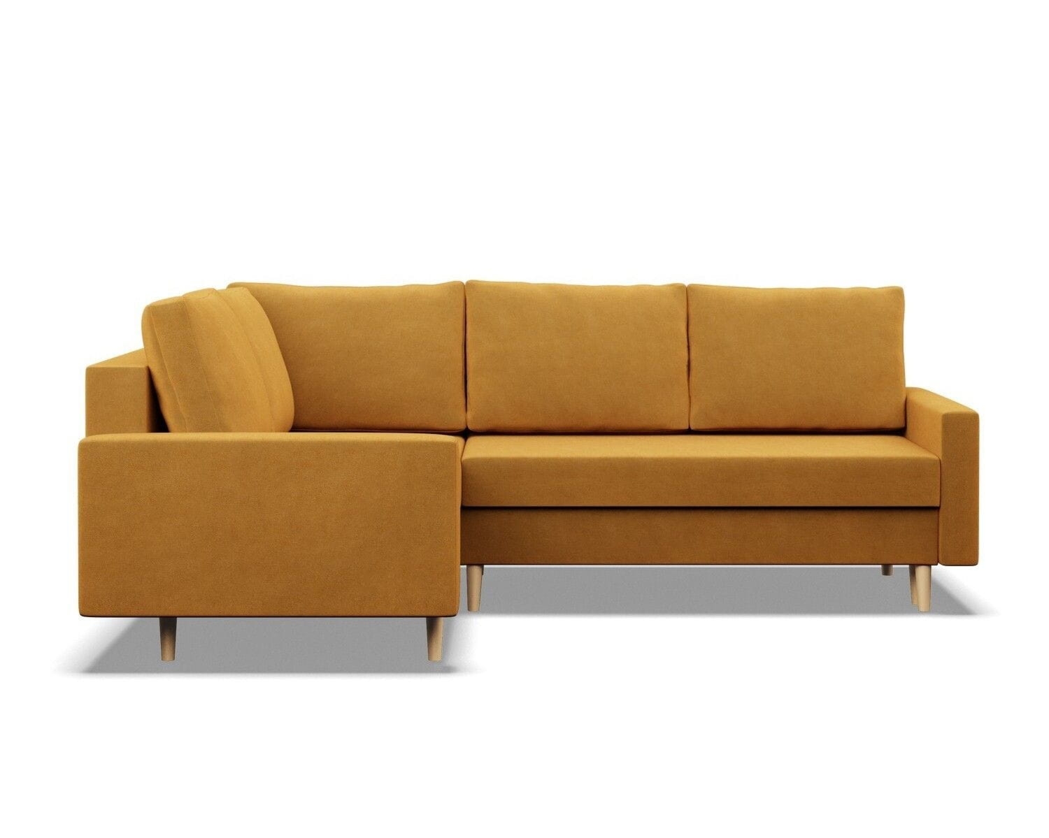 Duży narożnik, lewy, MILO, velvet, 223x172x92 cm, żółty