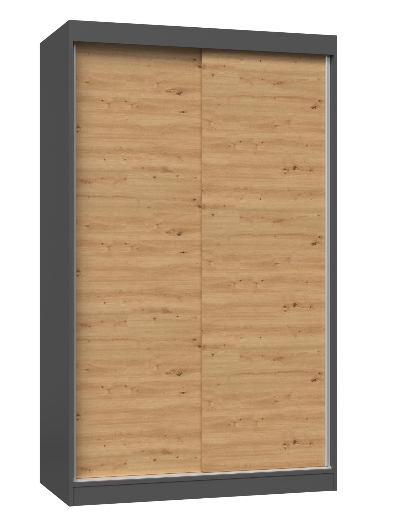 Szafa do sypialni, drzwi przesuwne, Iga, 120x61x200 cm, antracyt, dąb artisan