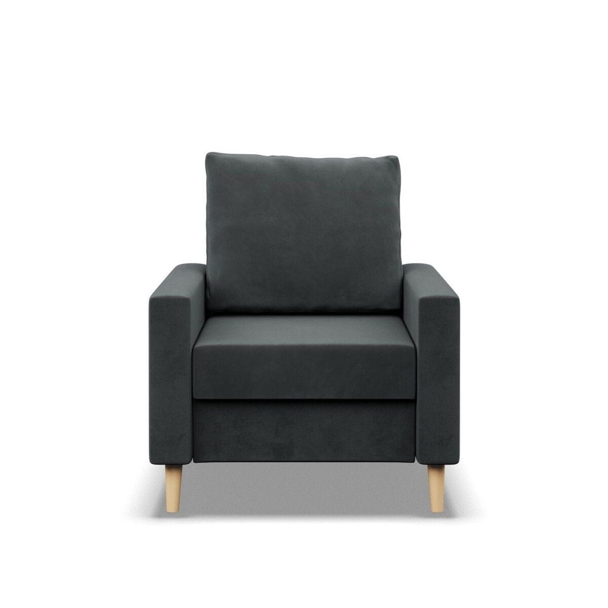 Fotel skandynawski, MILO, velvet, 75x92x92 cm, ciemny szary