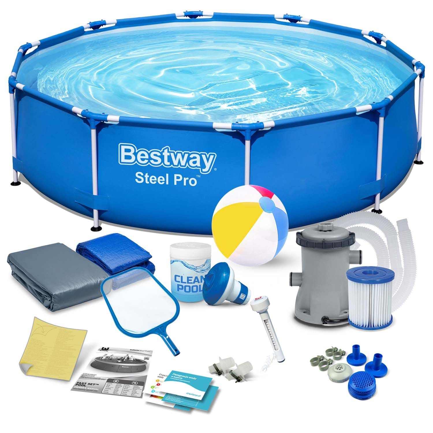 Basen ogrodowy stelażowy, zestaw 15w1, Bestway, 305x76 cm