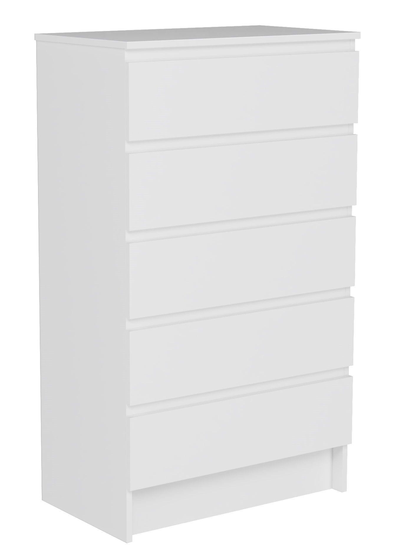 Komoda do sypialni, salonu, M5, 70x40x120 cm, biel, mat