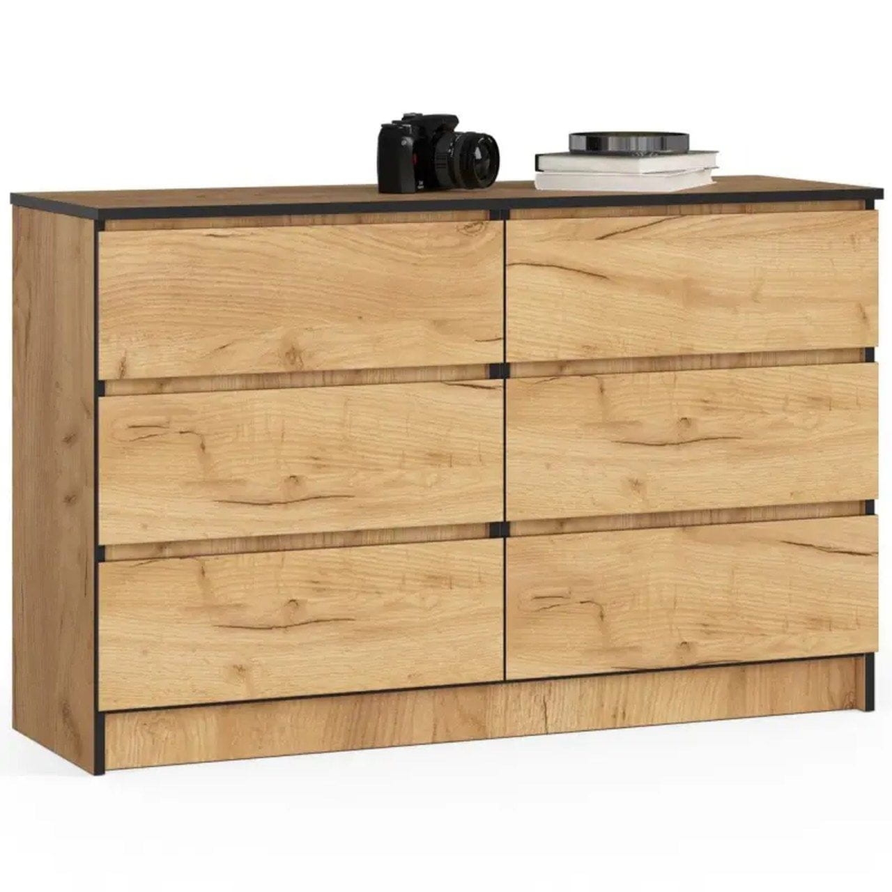 Komoda do salonu, sypialni, 6 szuflad, STILO, 120x40x77 cm, dąb craft, mat
