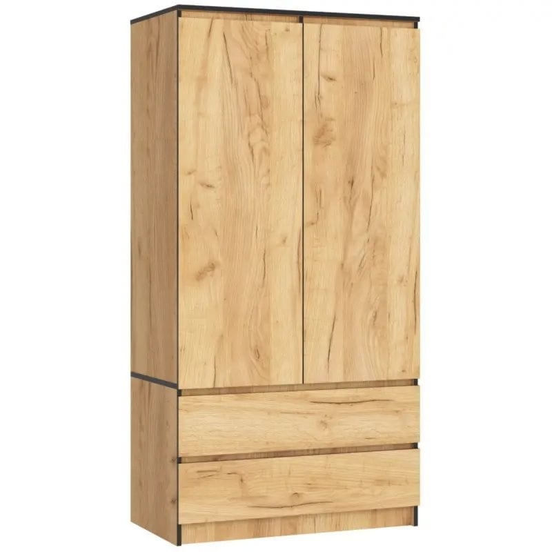 Szafa do sypialni, 2 szuflady, drzwi, DORMI, 90x51x180 cm, dąb craft, mat
