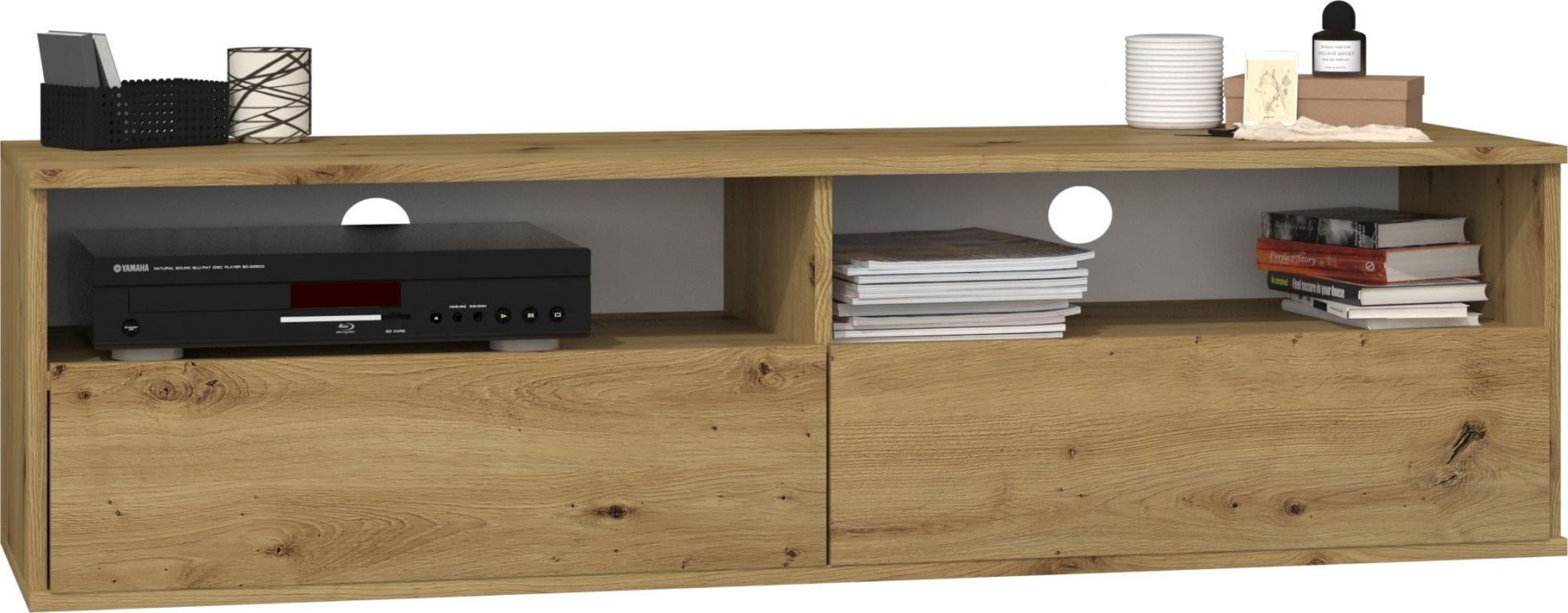 Szafka pod telewizor, stolik rtv, rumba, 140x40x38 cm, dąb artisan