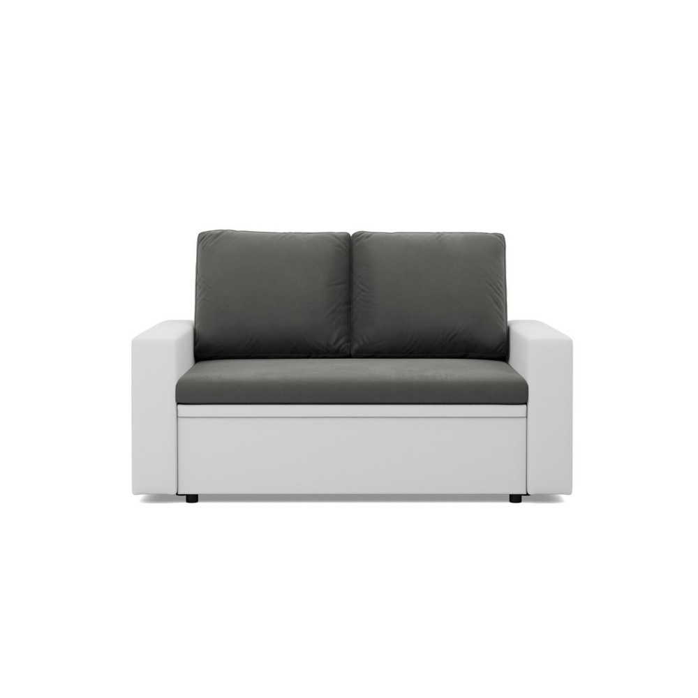 Rozkładana sofa, CAPERO, ekoskóra, 148x87x90 cm, biały, szary