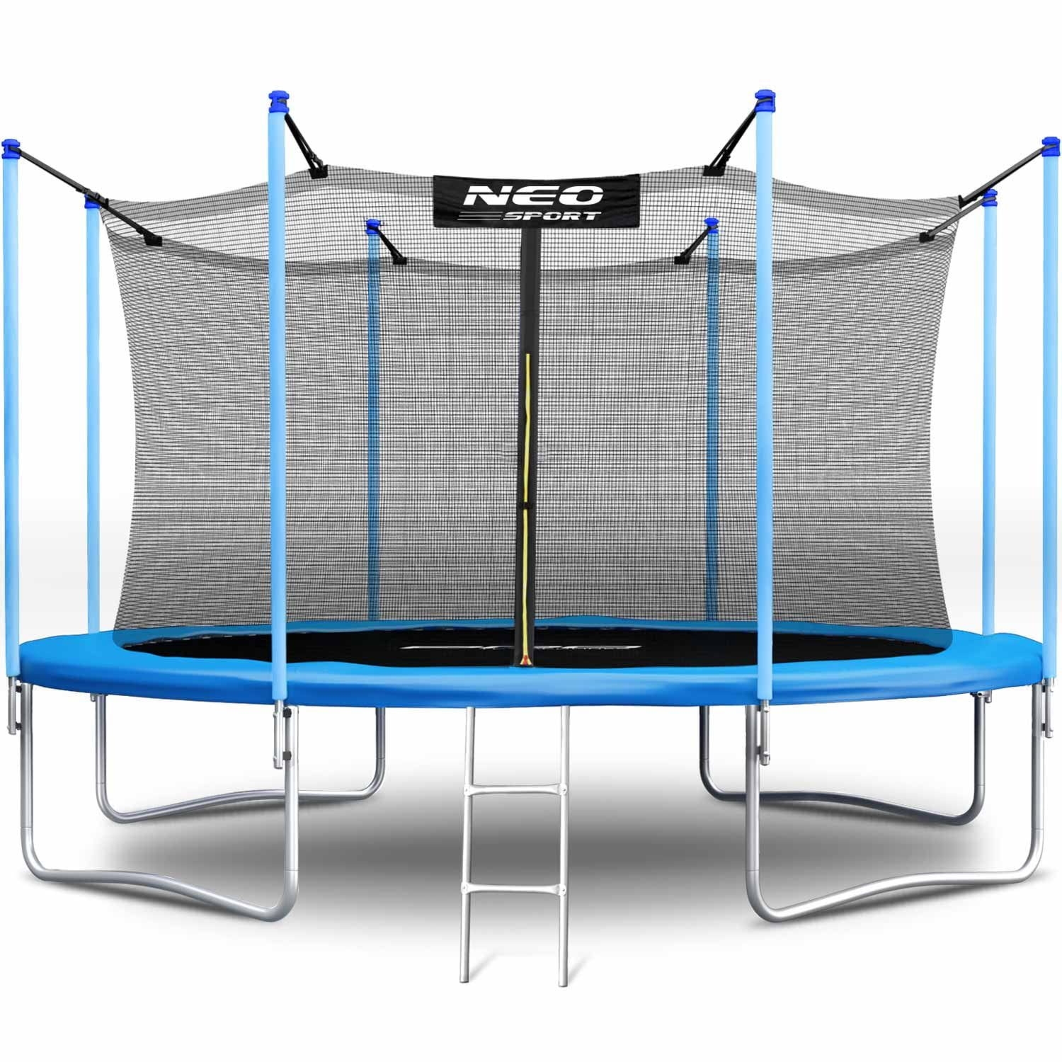 Trampolina ogrodowa, siatka wewnętrzna i drabinka, 12ft, 374x250 cm, niebieski