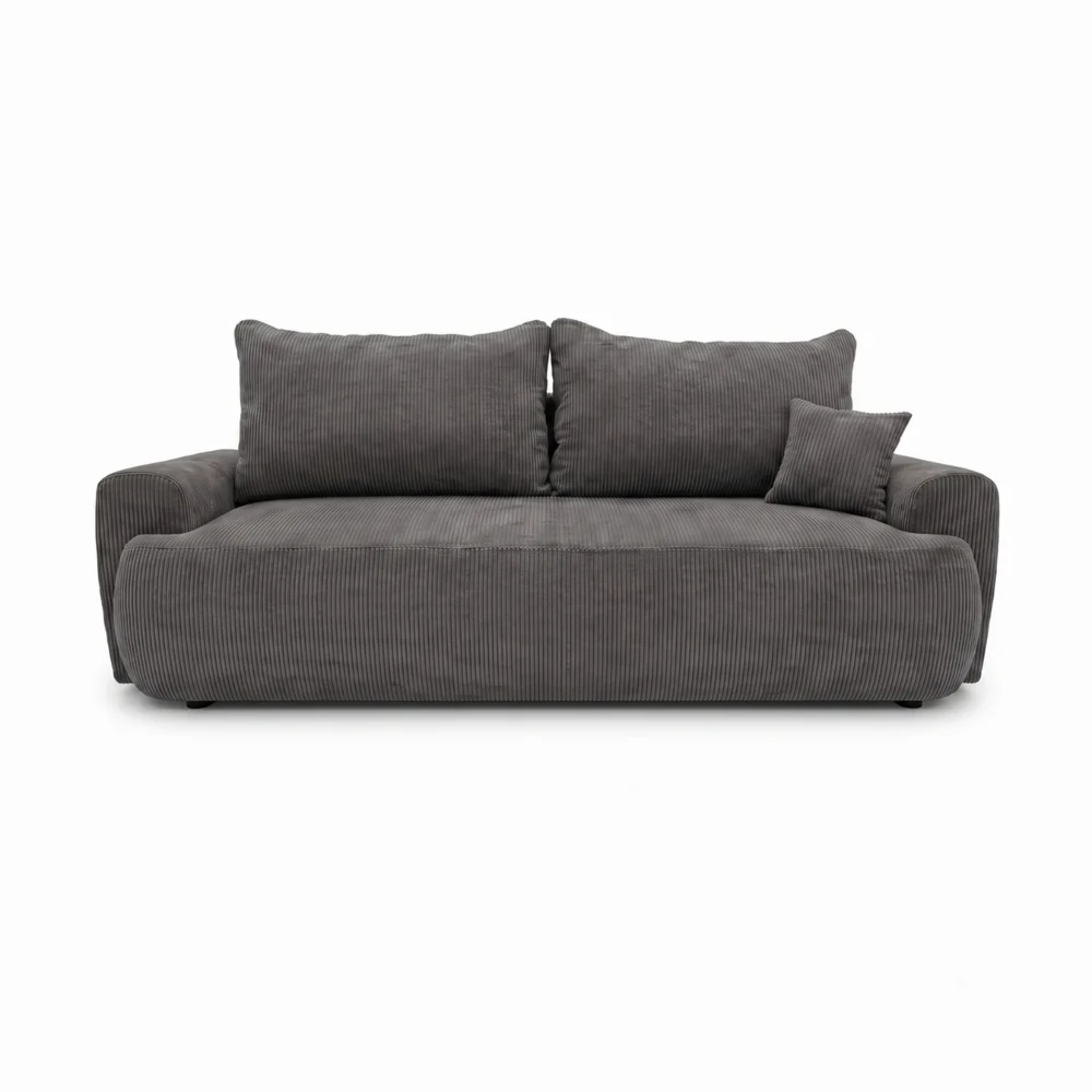 Kanapa z funkcją spania, sztruks, CORANO, 239x102x93 cm, ciemny szary
