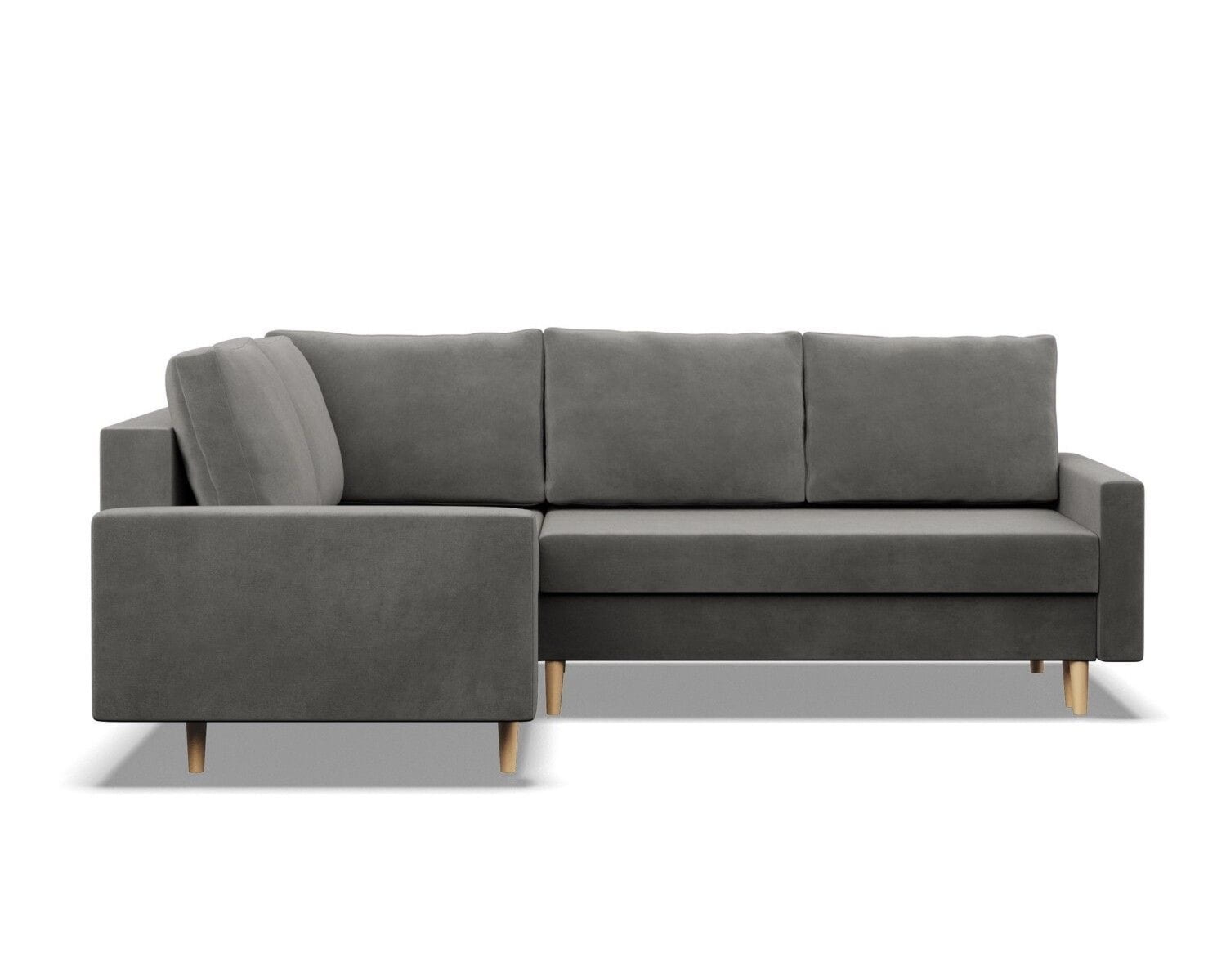 Duży narożnik, lewy, MILO, velvet, 223x172x92 cm, jasny szary