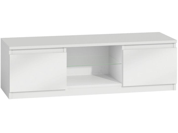 Szafka pod telewizor, stolik rtv, 120x40x36 cm, biel, połysk