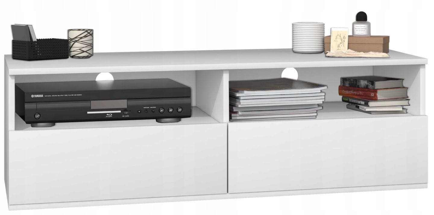 Szafka pod telewizor, stolik rtv, rumba, 120x40x38 cm, biel, mat