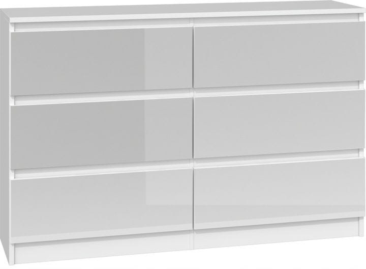 Komoda do sypialni, salonu, M6, 120x30x77 cm, biel, połysk