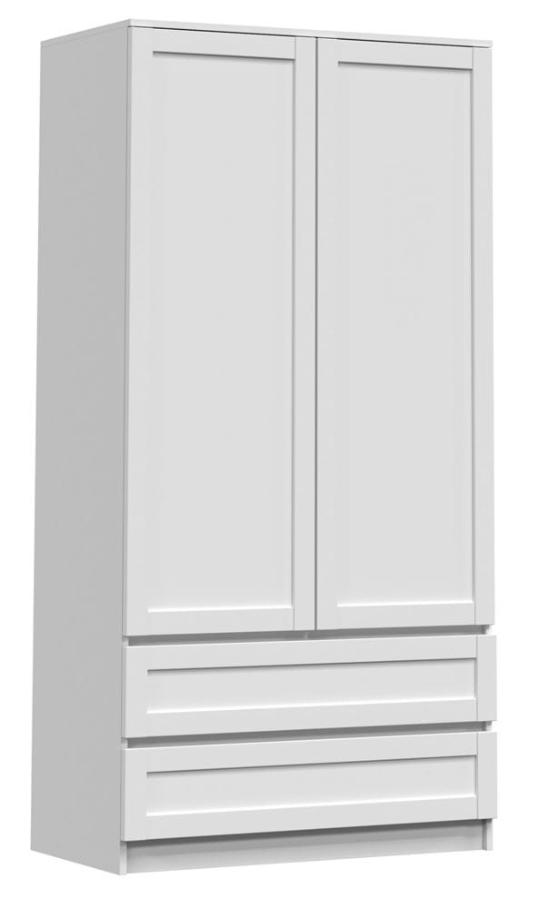 Nowoczesna szafa do sypialni, 90x50x180 cm, biały, mat