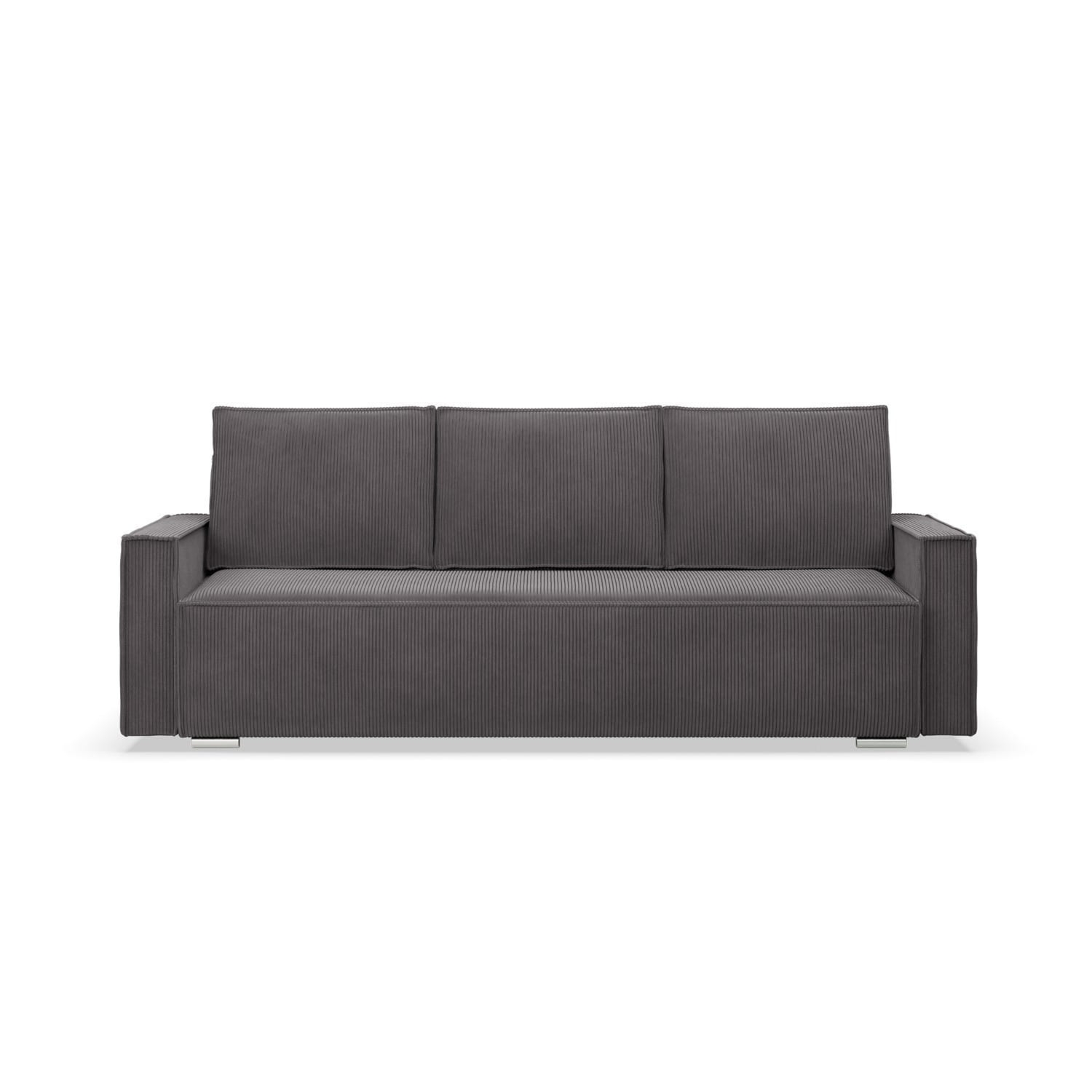 Kanapa rozkładana, sztruks, Union, 220x95x92 cm, ciemny szary
