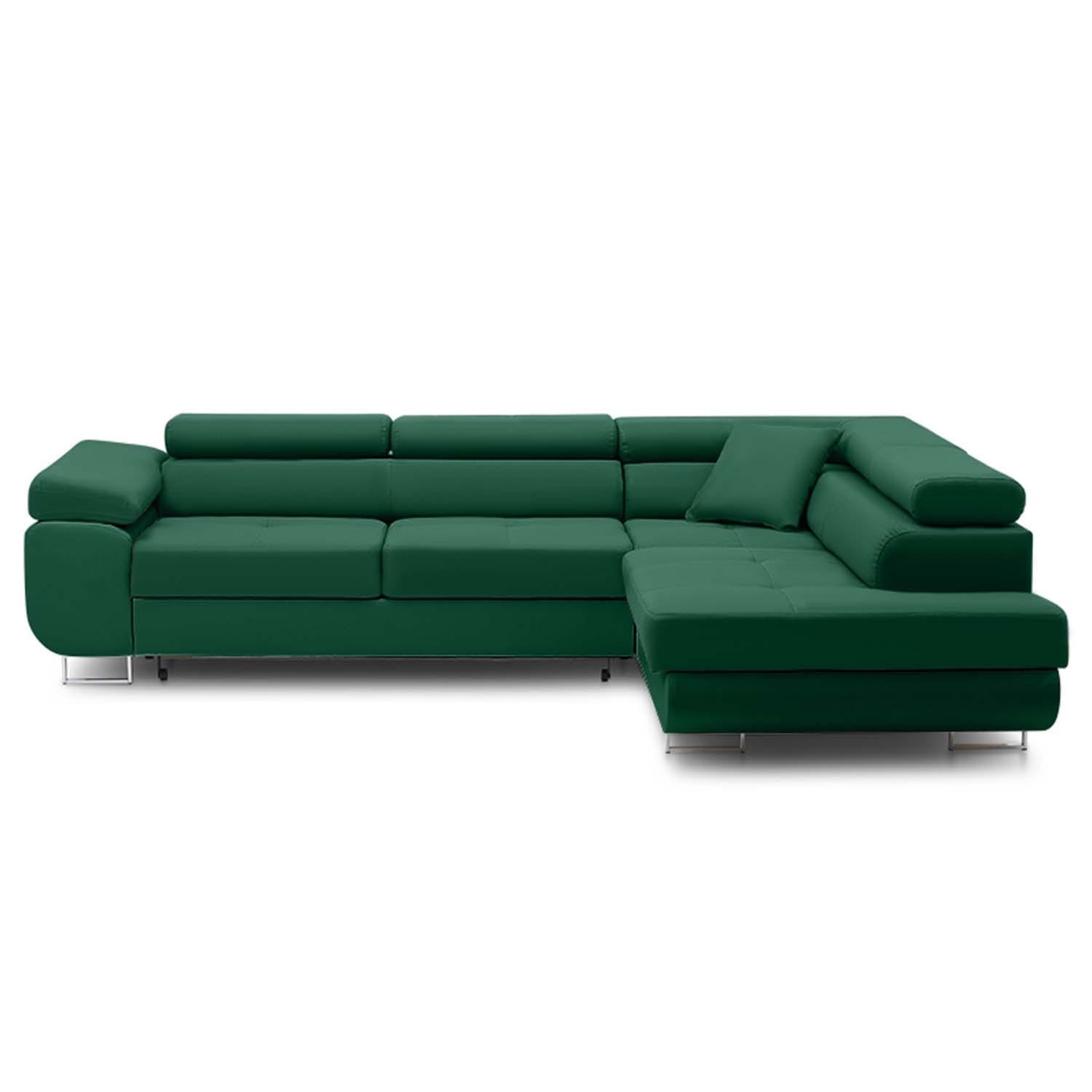 Duży narożnik, prawy, Bellezza, velvet, 270x206x87 cm, butelkowa zieleń