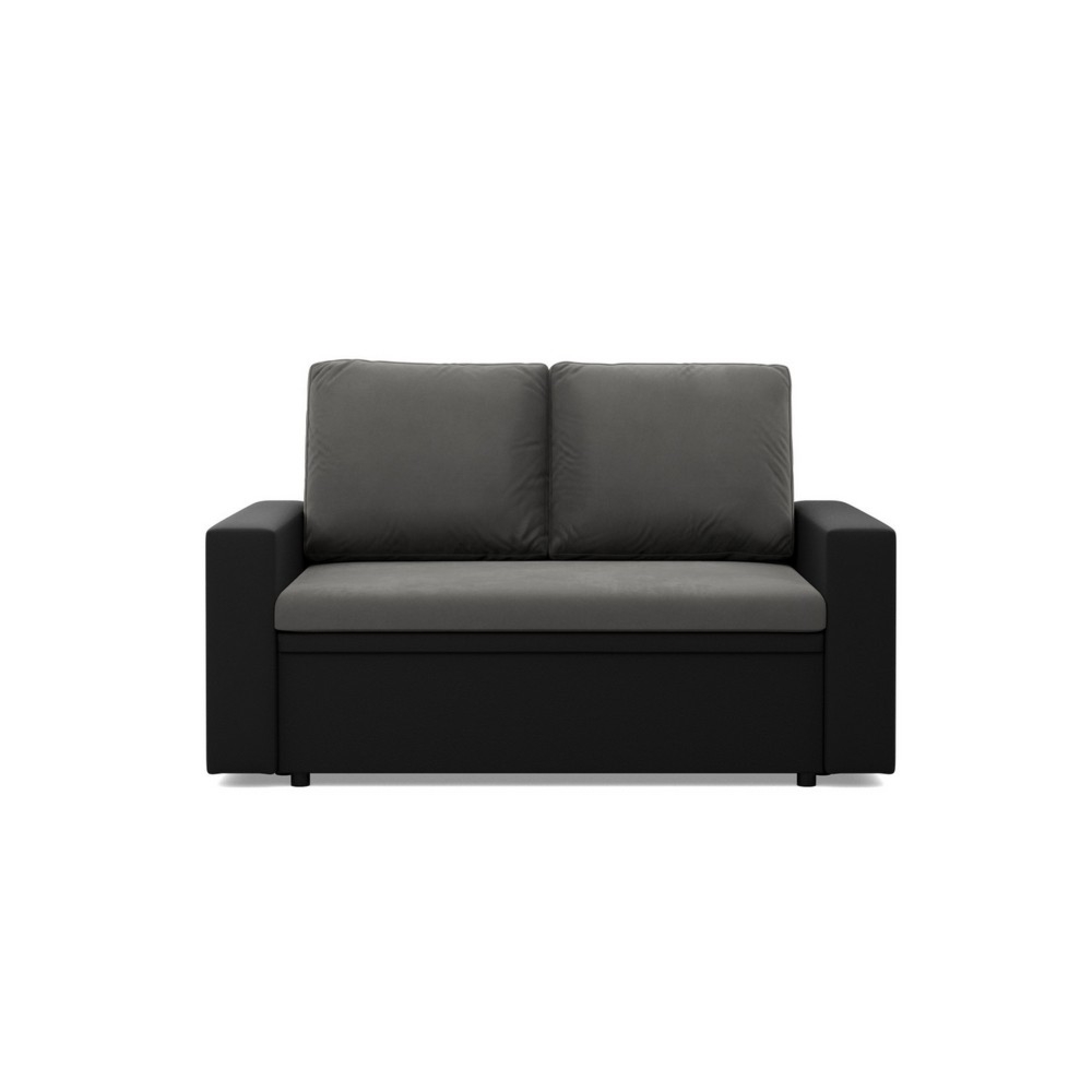 Rozkładana sofa, CAPERO, ekoskóra, 148x87x90 cm, czarny, szary