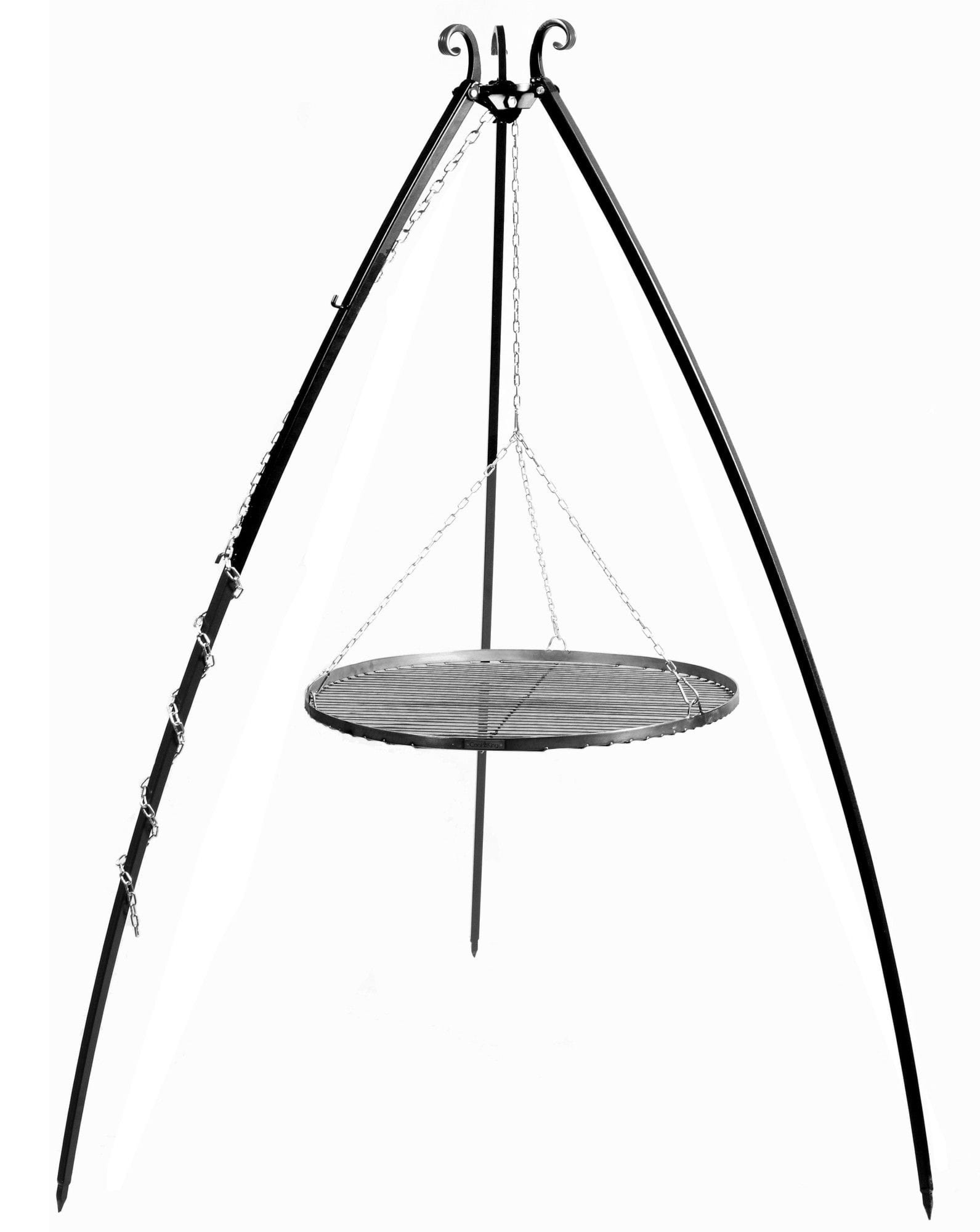 Grill na trójnogu 200 cm, LARGO, ruszt stal naturalna, 80 cm