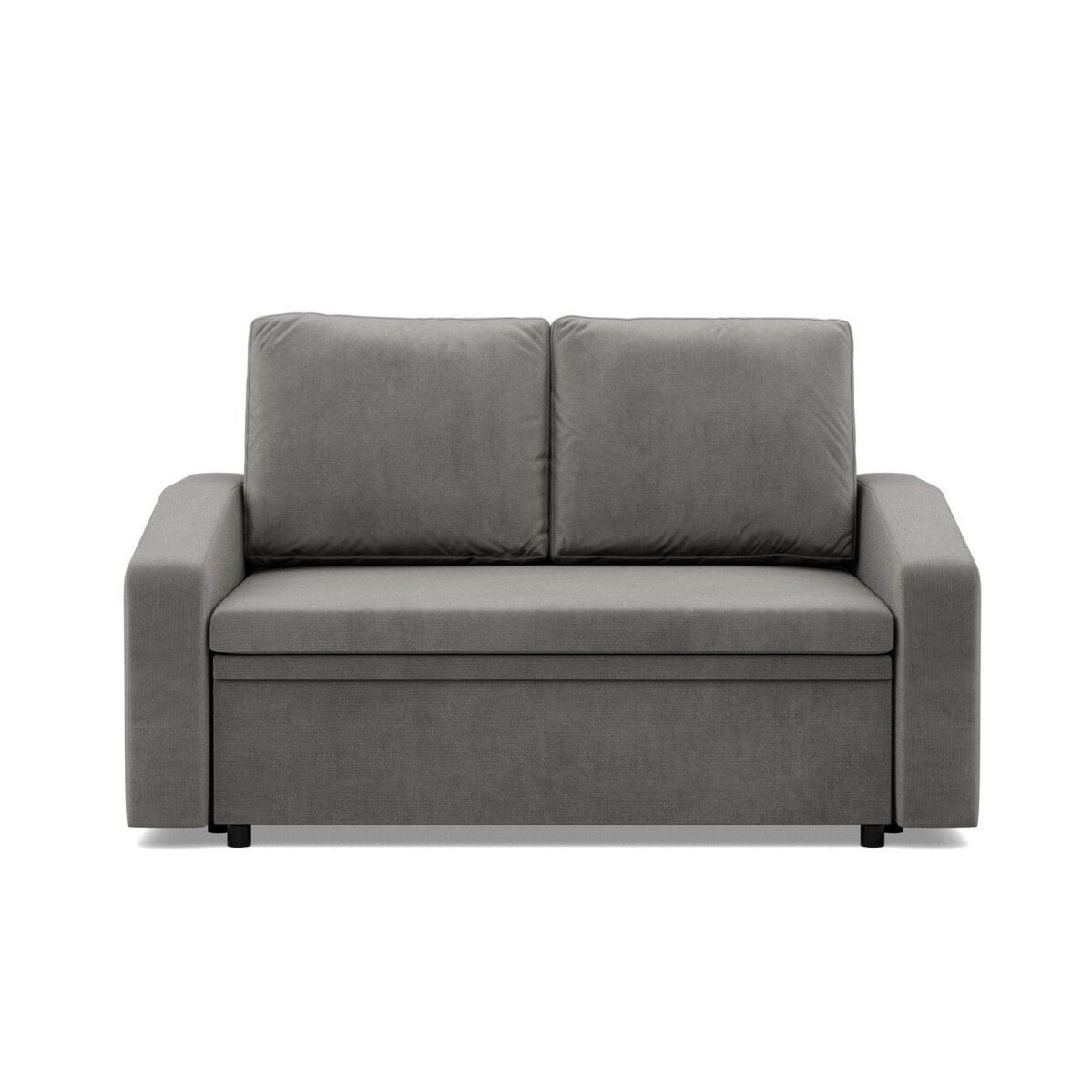 Sofa z funkcją spania, BLOM, velvet, 148x87x90 cm, jasny szary