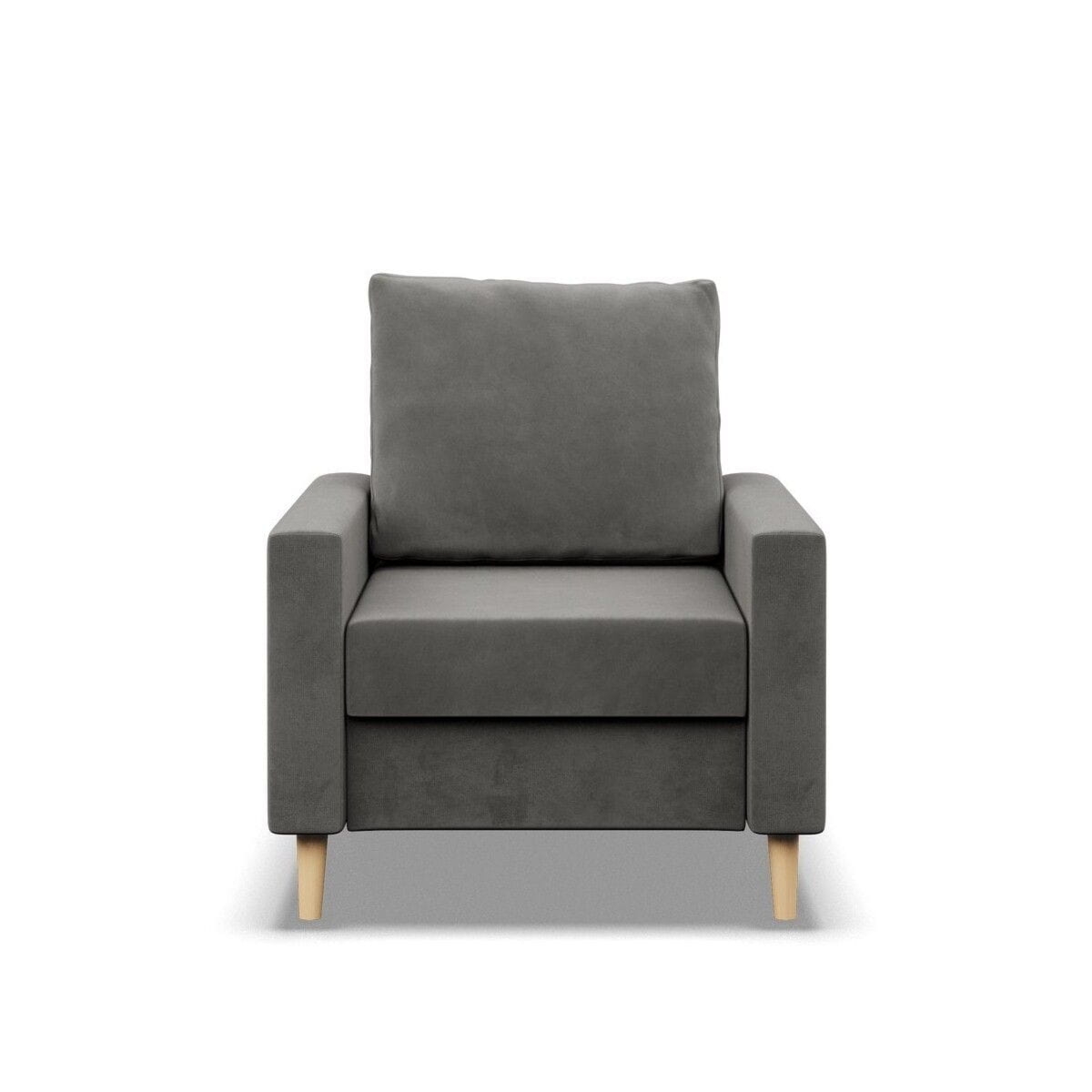 Fotel skandynawski, MILO, velvet, 75x92x92 cm, jasny szary