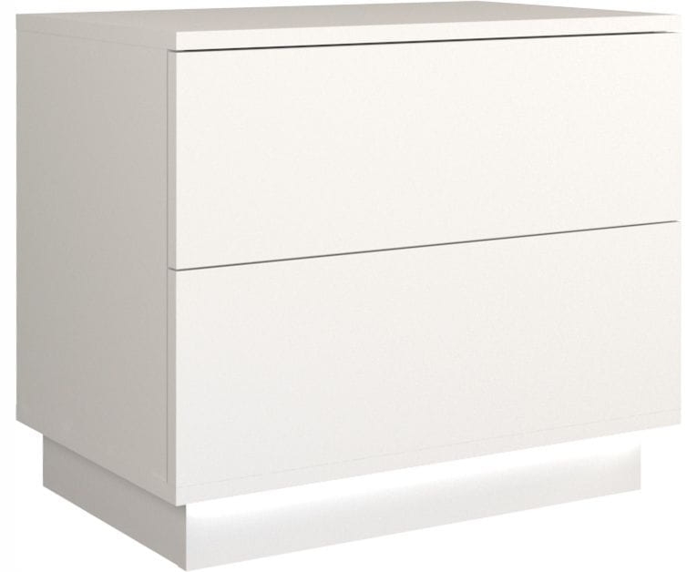 Szafka nocna, stolik, podświetlenie led, S2, 55x35x47 cm, biel, mat